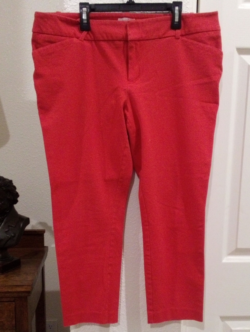 Merona Coral-Red Cropped Slim Ankle Jeans